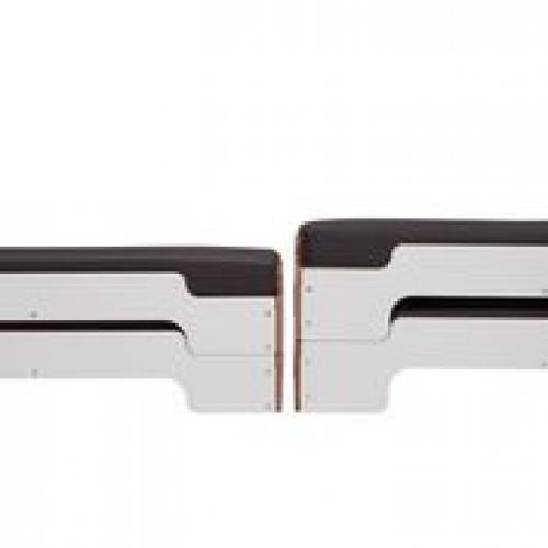 Stapelliege Nr . 950M2-W weiß multiplex komfort mit rollbarem Lattenrost